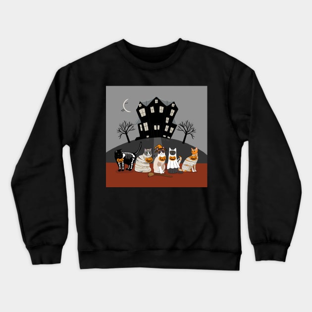 The Trick or Treat Kitties (full) Crewneck Sweatshirt by KilkennyCat Art